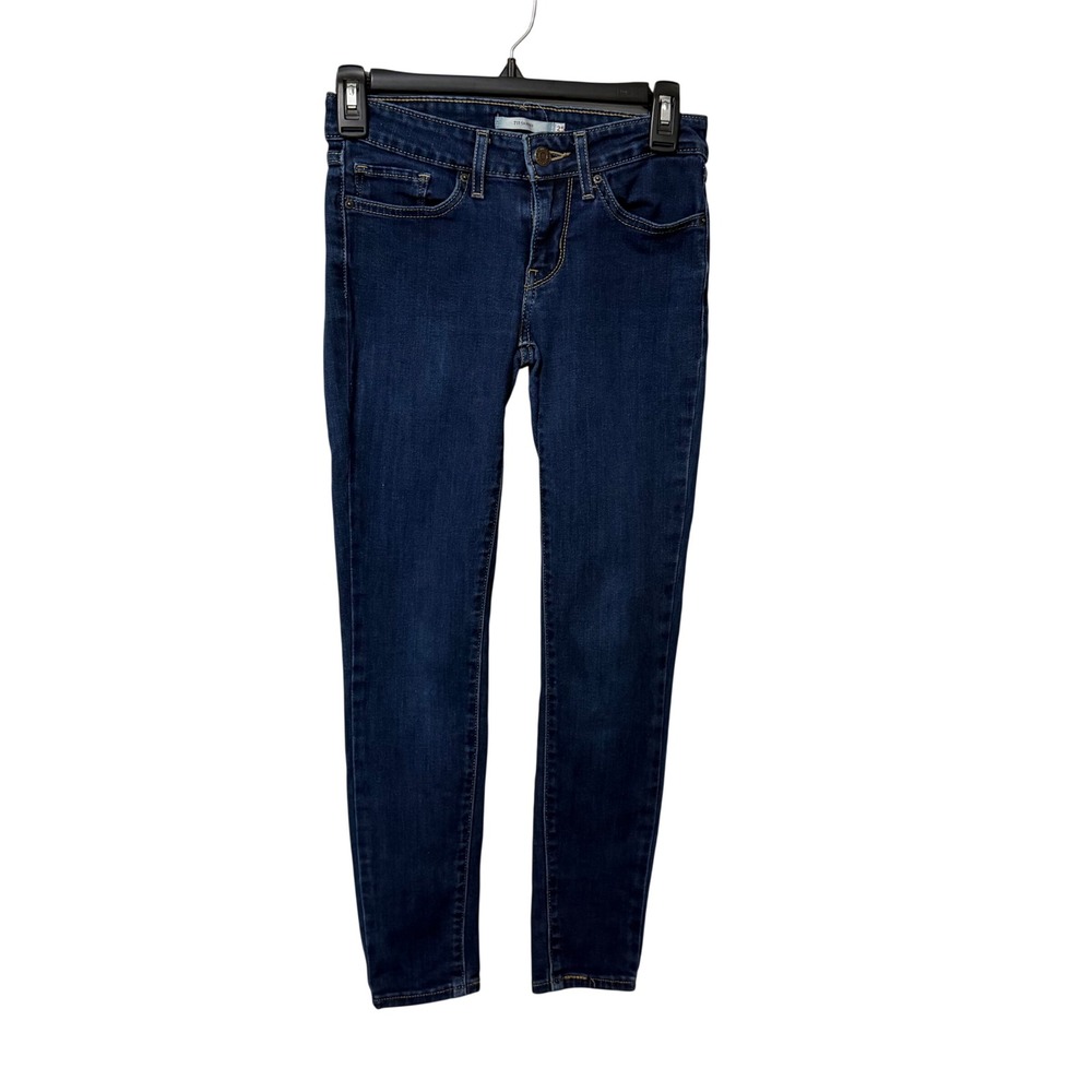 Levis 711 Skinny Jeans Womens 25 Dark Indigo Blue Mid Rise Stretch Denim